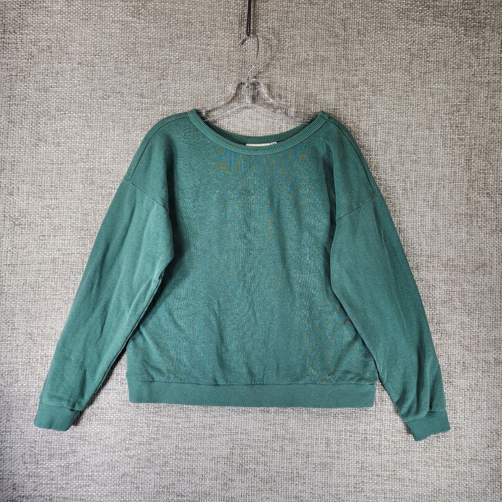 Jungmaven Crux Hemp Blend Cropped Sweatshirt Womens M Green Oversized
